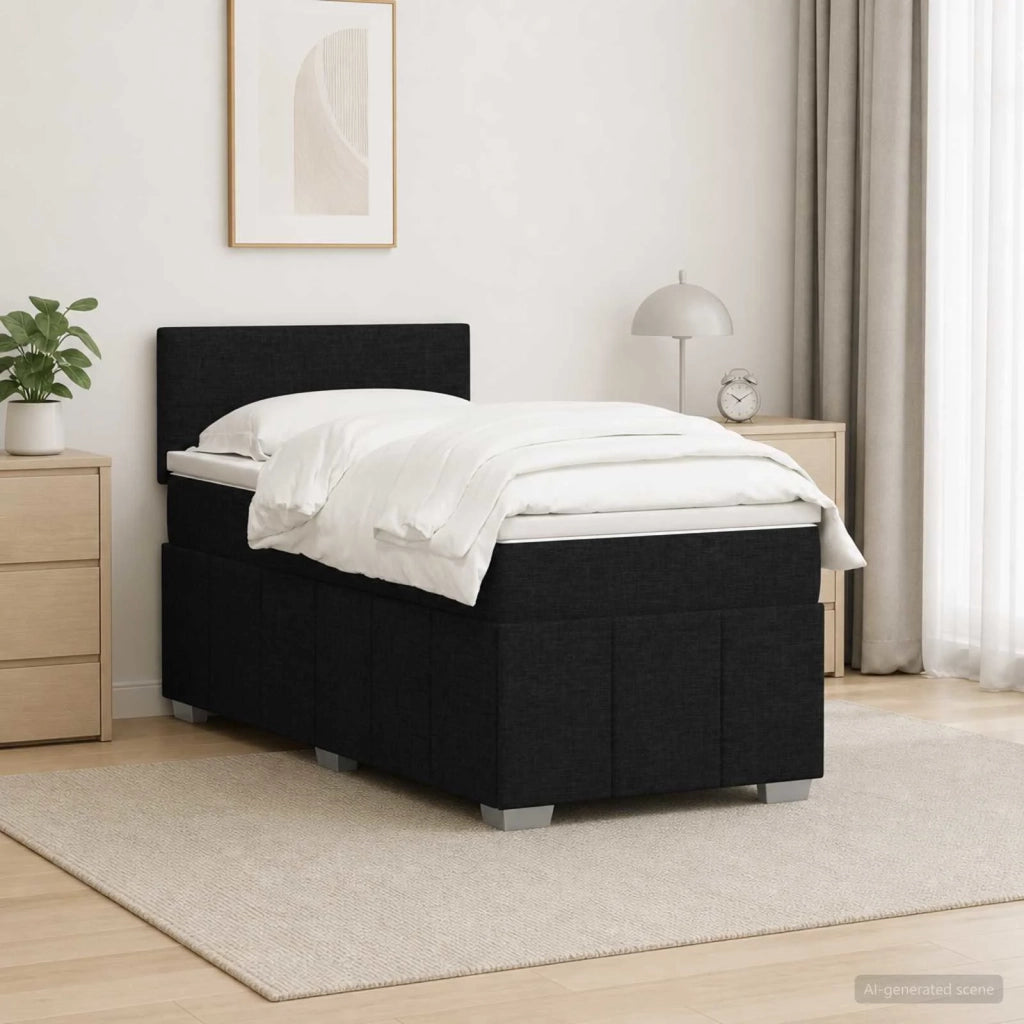 Letto box spring con materasso Nero 90 x 200 cm Tessuto 3452588