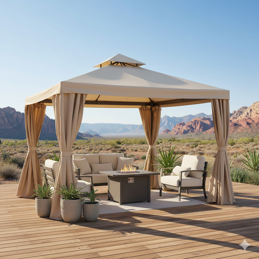Gazebo da Giardino 3x3m in Alluminio Dallas Lujo Beige