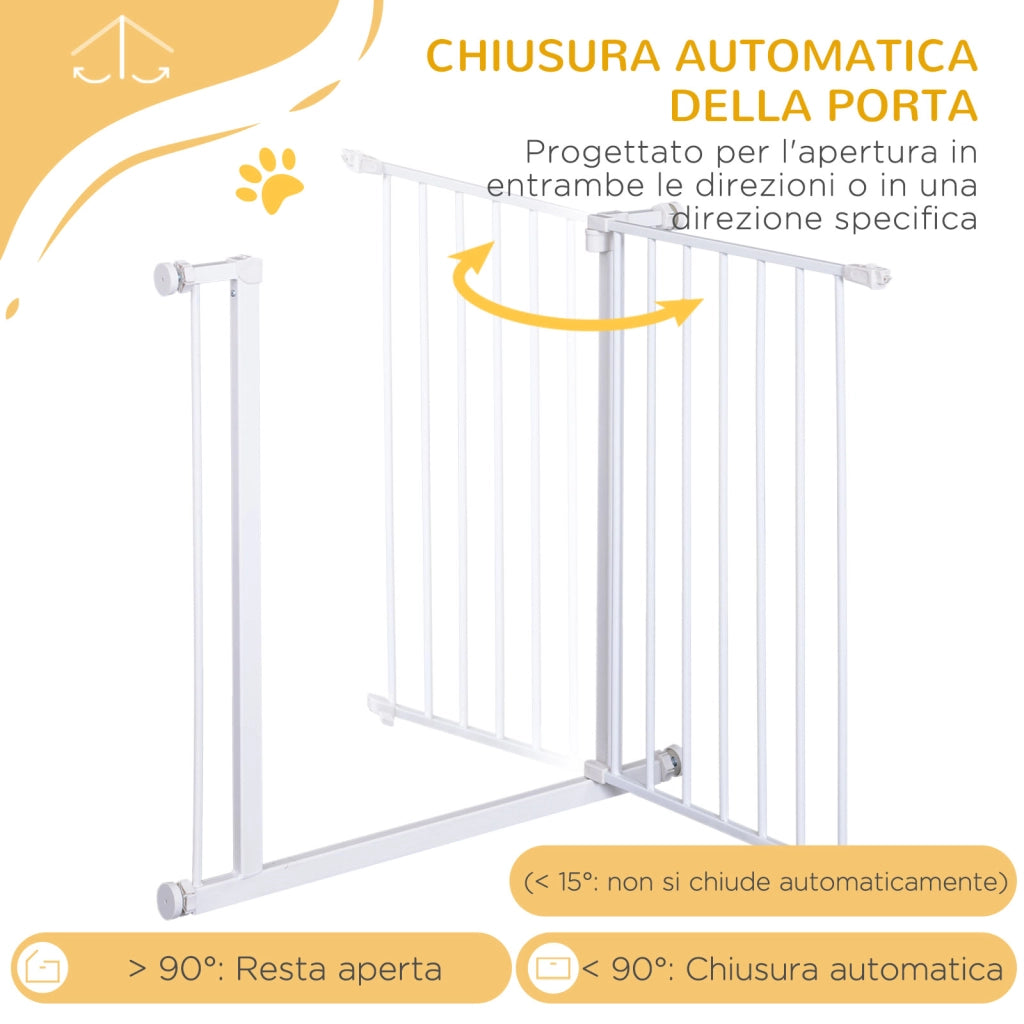 Cancelletto di Sicurezza per Animali Allargabile ¨C zephmum ¨C Bianco Acciaio 76x76-82 cm