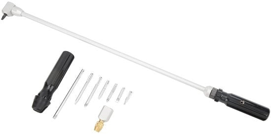 Strumento di regolazione carburatore 10 pezzi - Set di regolazione con asta 485 mm - Angolo 90 gradi - Strumento per carburatore motore - Tasca portatile - Incluso con viti intercambiabili
