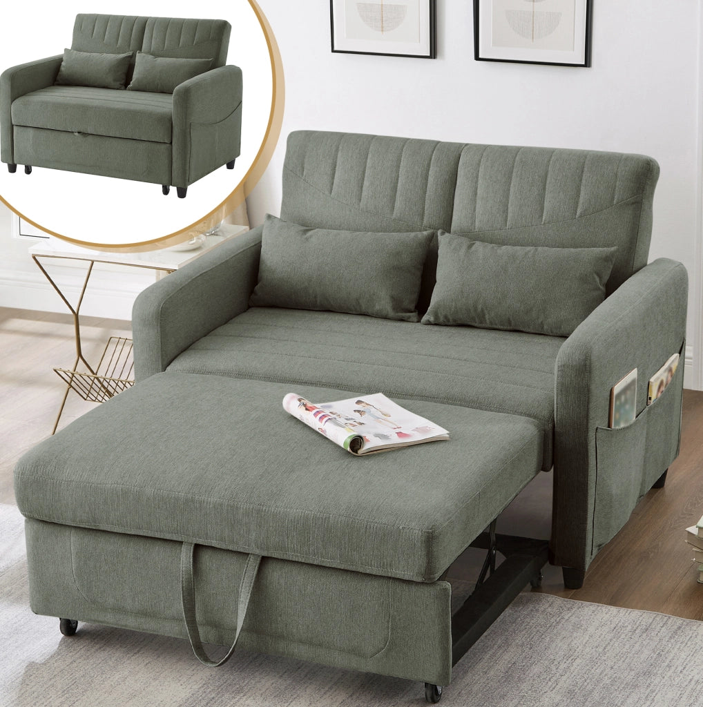 Divano letto 2 posti verde Army Green con schienale regolabile