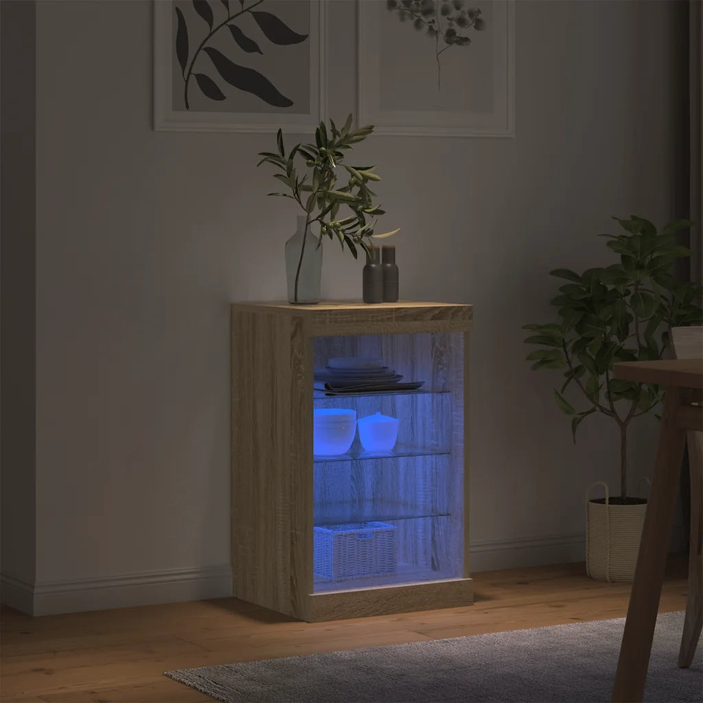Credenza con Luci LED Rovere Sonoma 41x37x67 cm 836723