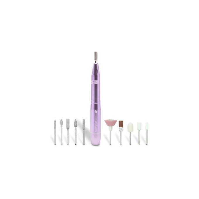 Rio Beauty limetta elettrica professionale per unghie, USB, 11 testine, 66 accessori, 20000 giri-min, viola