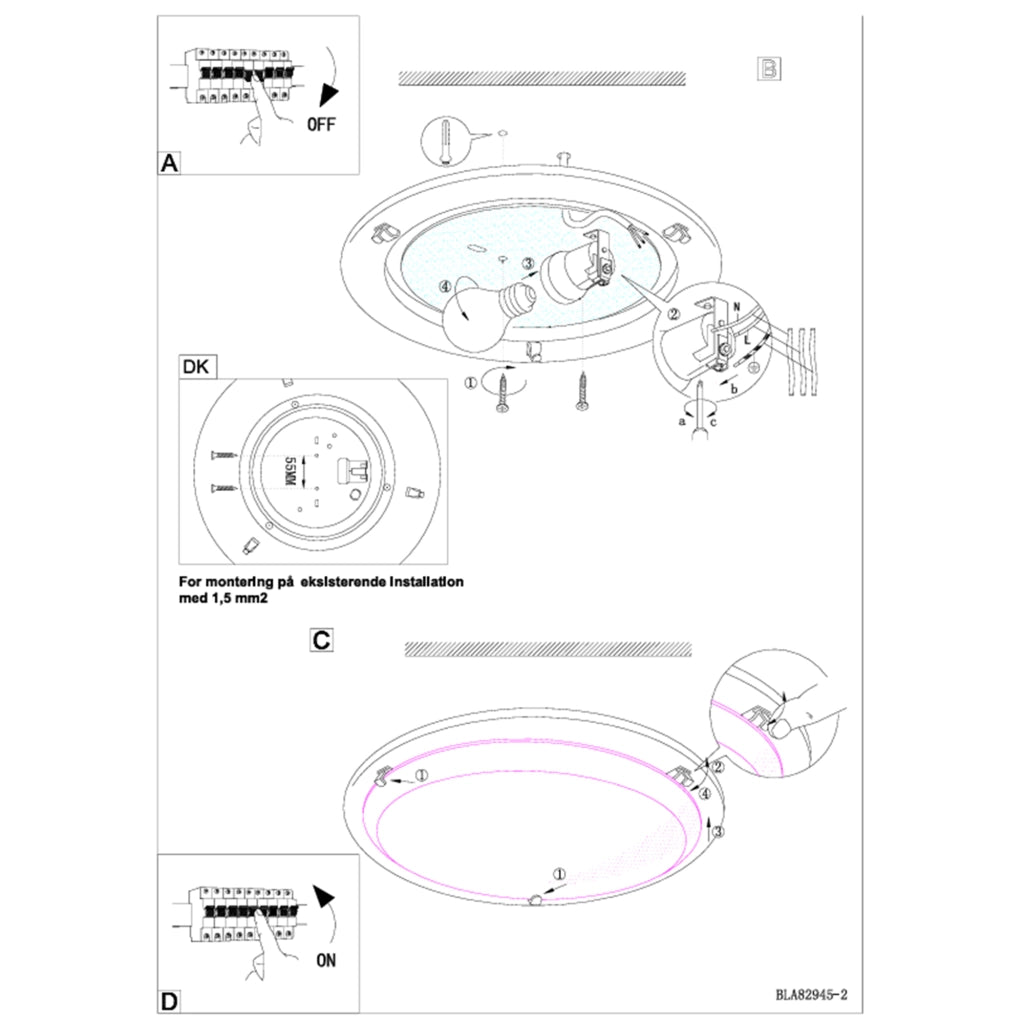 Plafoniera-Applique Contemporanea Planet 1 Acciaio Ottone Vetro Bianco E27