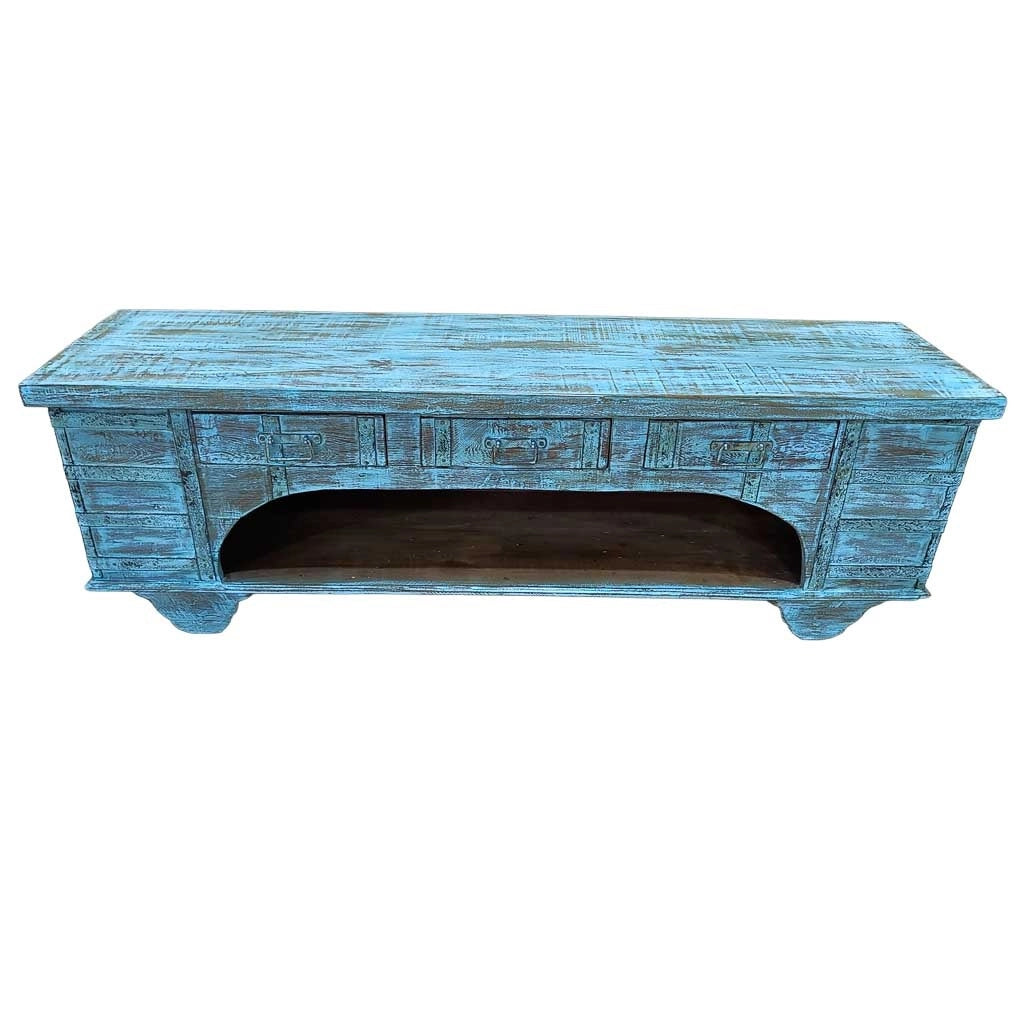 Mobile basso artigianale in legno 165-175x45x57h cm