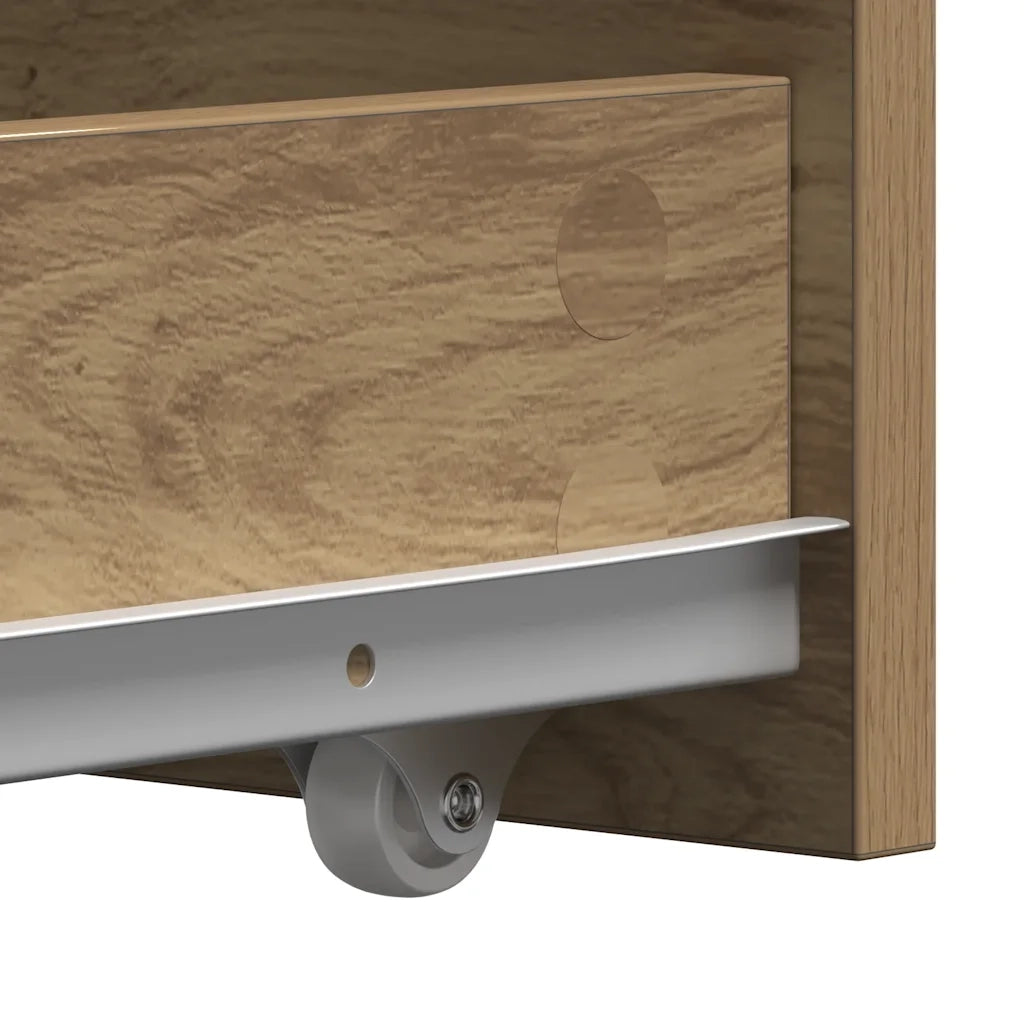 Mobile da Bagno Stretto con Ruote Rovere Artigianale Truciolato