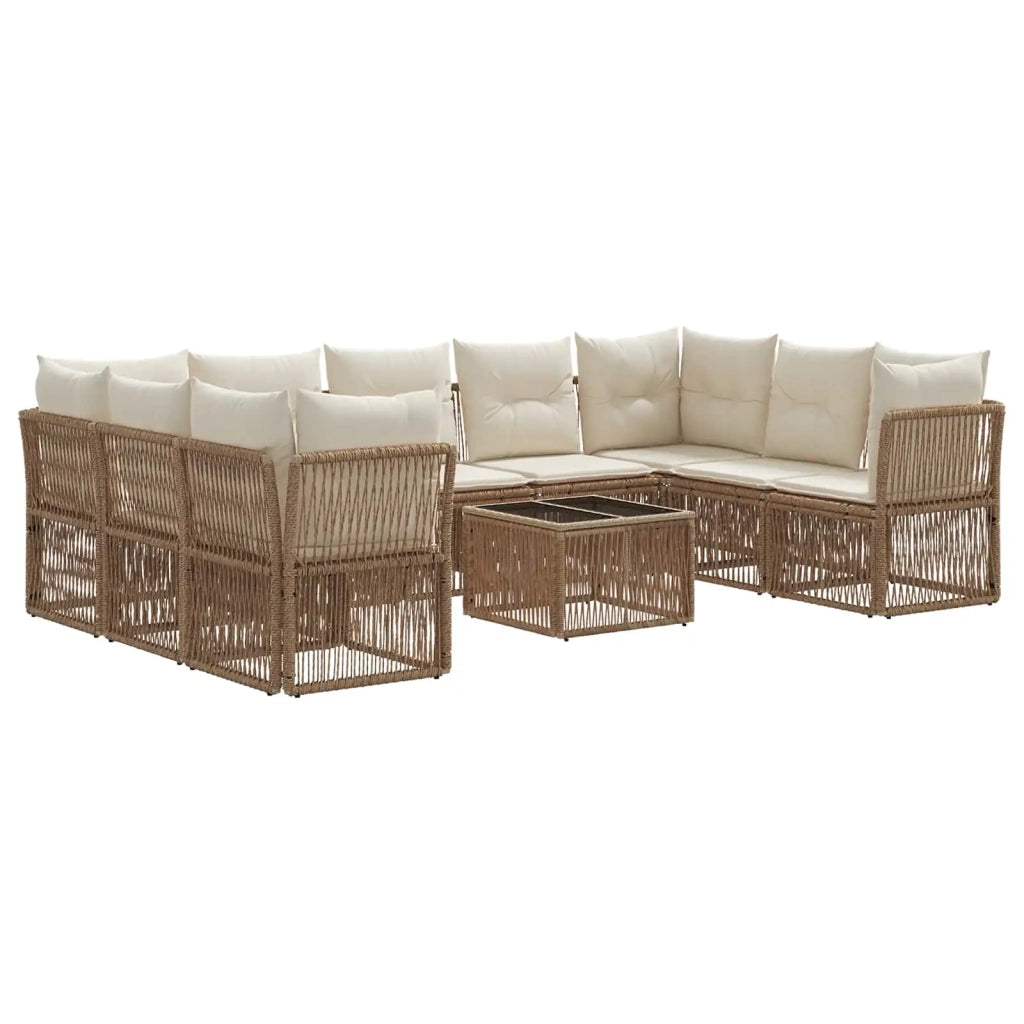 Set Divano da Giardino 10 pcs Beige polyrattan