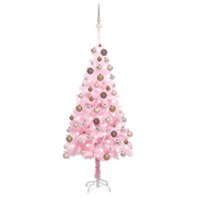Set Albero Natale Artificiale con LED e Palline Rosa 150 cm PVC  cod mxl 17090