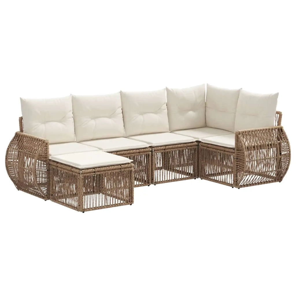 Set Divano da Giardino 6 pcs Beige e Bianco Crema polyrattan 3435486
