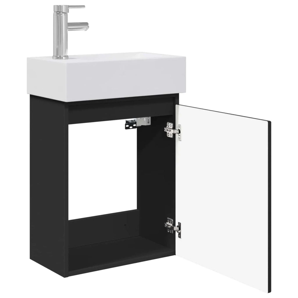 Mobile bagno con rubinetto Nero 45,5 x 22,5 x 84 cm