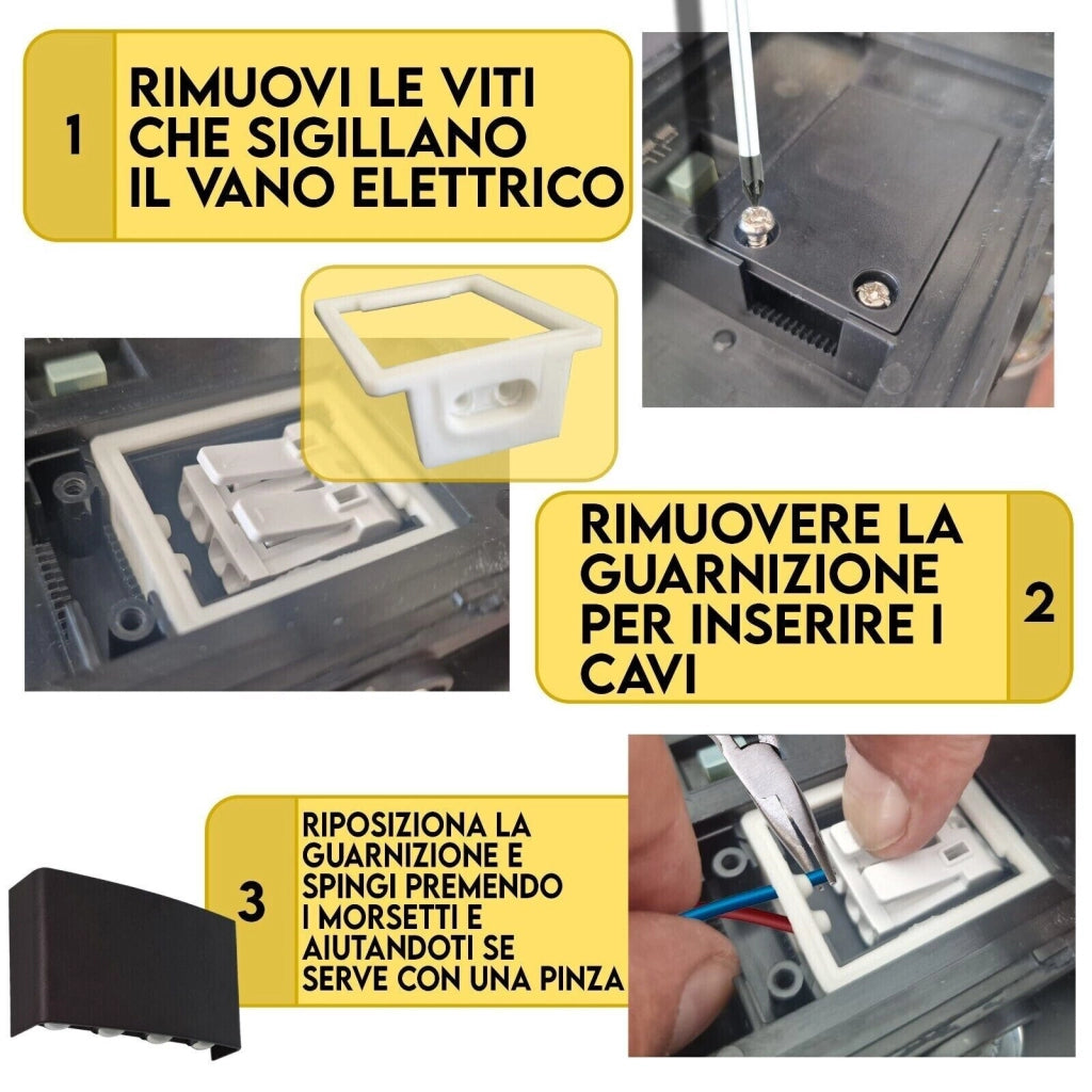 Applique lampada a LED da parete muro esterno e interno tonalità luce regolabile Nero 4W