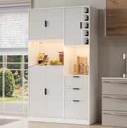 Credenza 105x40x180 cm con luci LED controllabili da app in MDF bianco