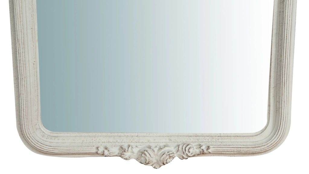 Biscottini Specchiera da parete in legno finitura bianco anticato L40xPR4,5x90 cm Made in Italy