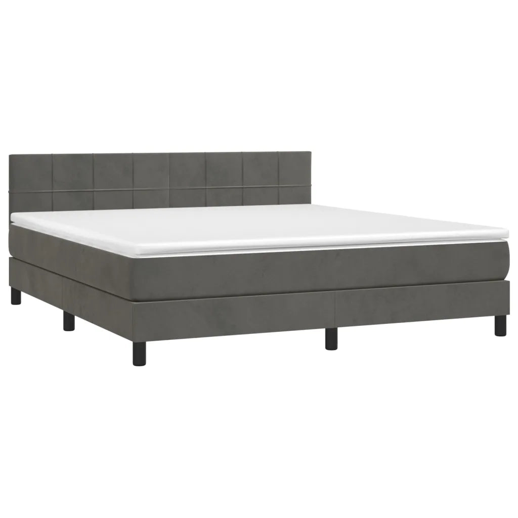 Giroletto a Molle con Materasso Grigio Scuro 180x200 cm Vellutocod mxl 99682