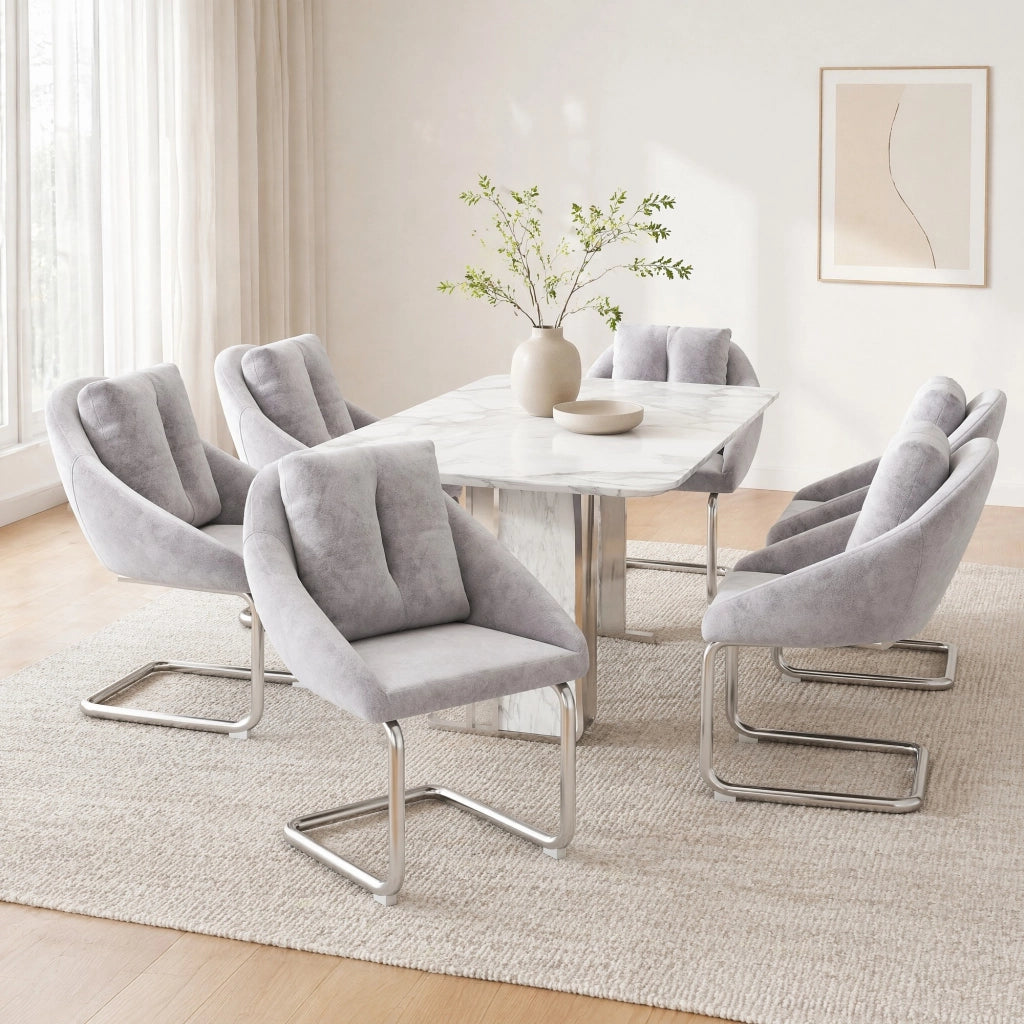 SEDIA Set da 6 pezzi in velluto grigio