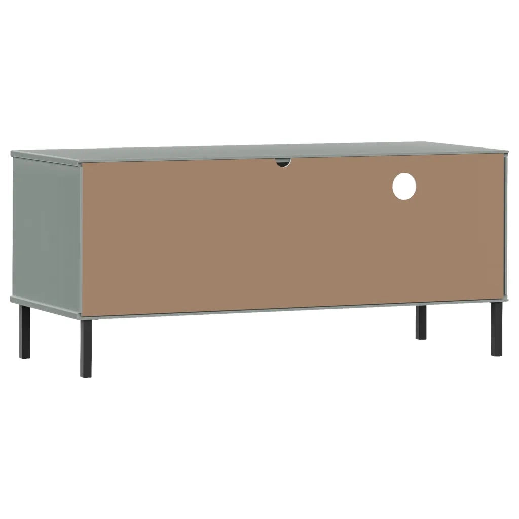 Mobile TV con Gambe Metallo Grigio Legno Massello di Pino OSLO cod mxl 27744