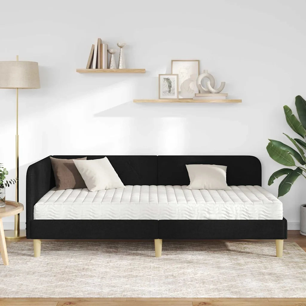 Cornice del letto ad angolo Nero 100 x 200 cm Tessuto