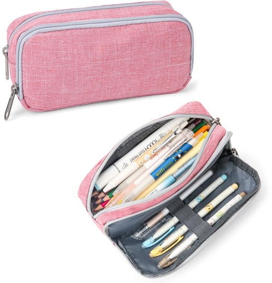 Etui per matite per donne Grande capacità Etui per matite per ufficio Regalo per adulti, Rosa