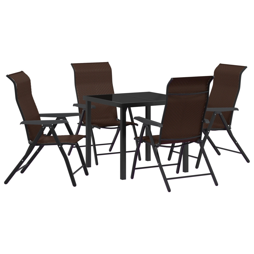Set da Pranzo da Giardino da 5 Pezzi Marrone Polyrattan