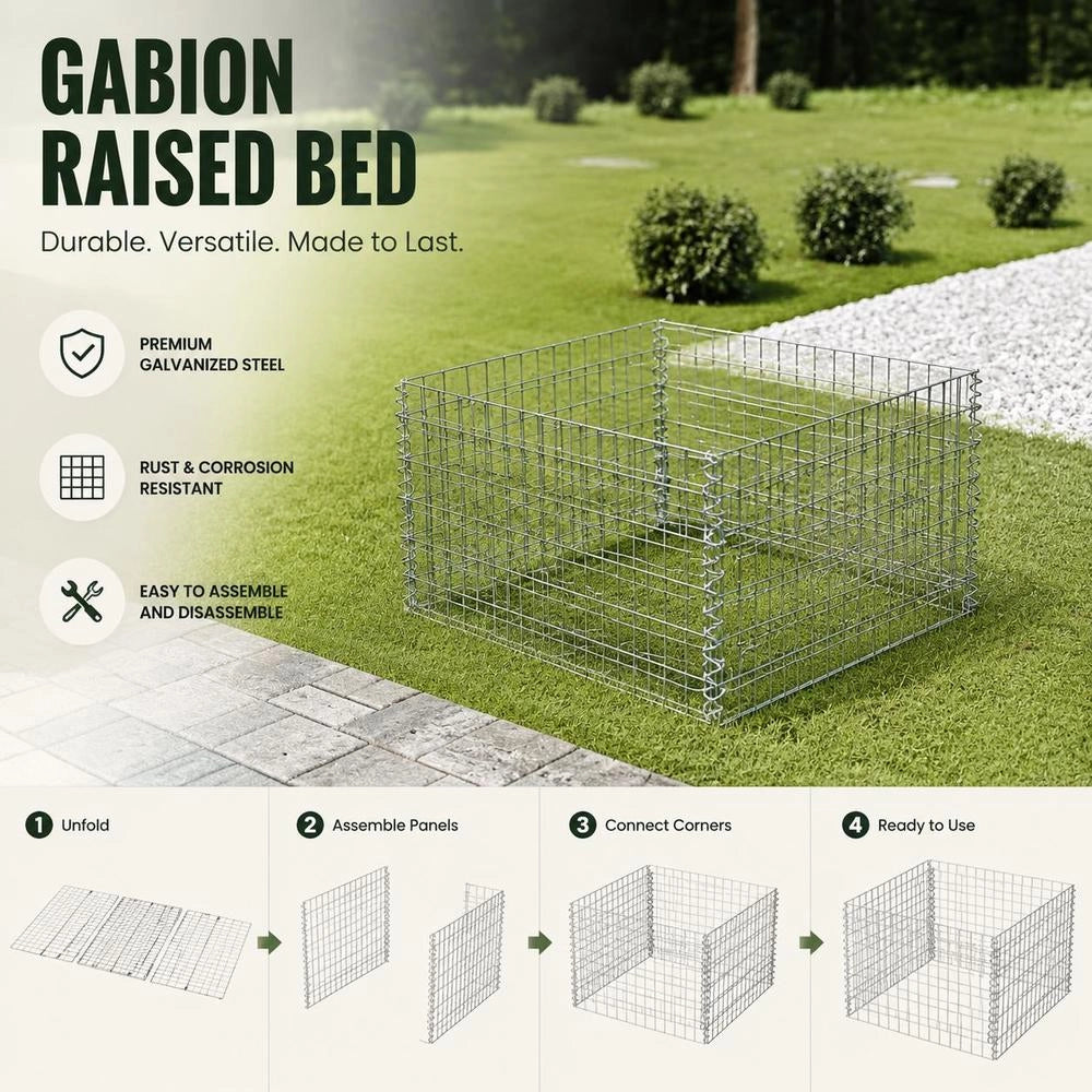 Gabion Raised Bed Galvanized Steel 90x90x50 Cm