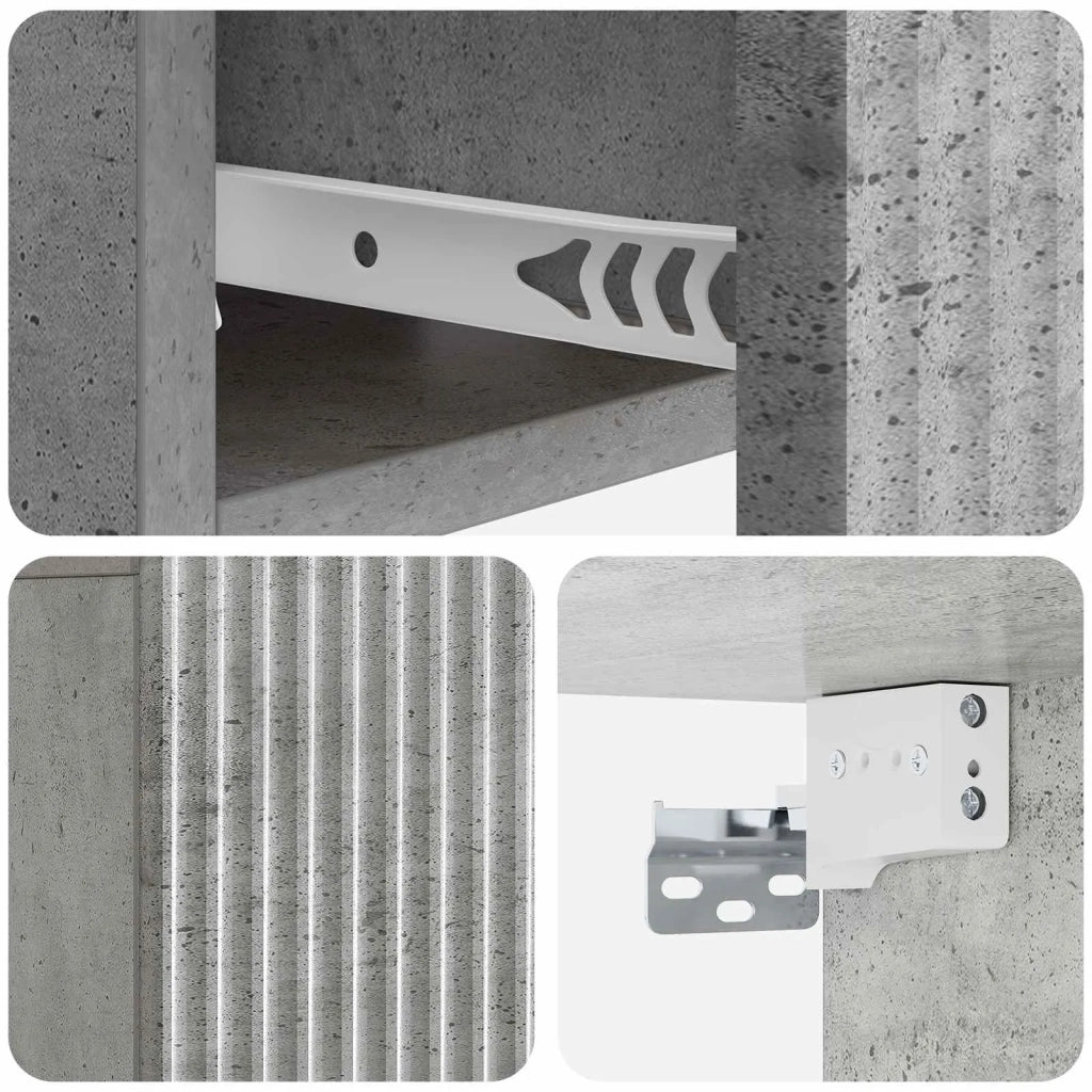Mobiletto da notte a muro con cassetto 2 pcs Grigio Cemento 898452