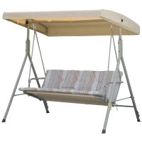 Dondolo da Giardino 3 Posti in Acciaio con Tetto Regolabile, Cuscini e Braccioli, 172x110x156cm