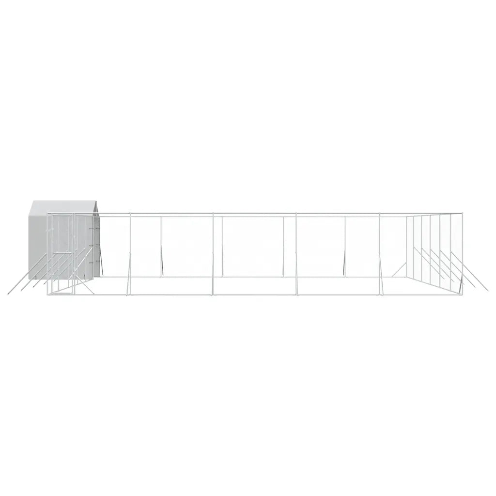 Cuccia Cani da Esterno Tetto Argento 12x12x2,5m Acciaio Zincato 3190482