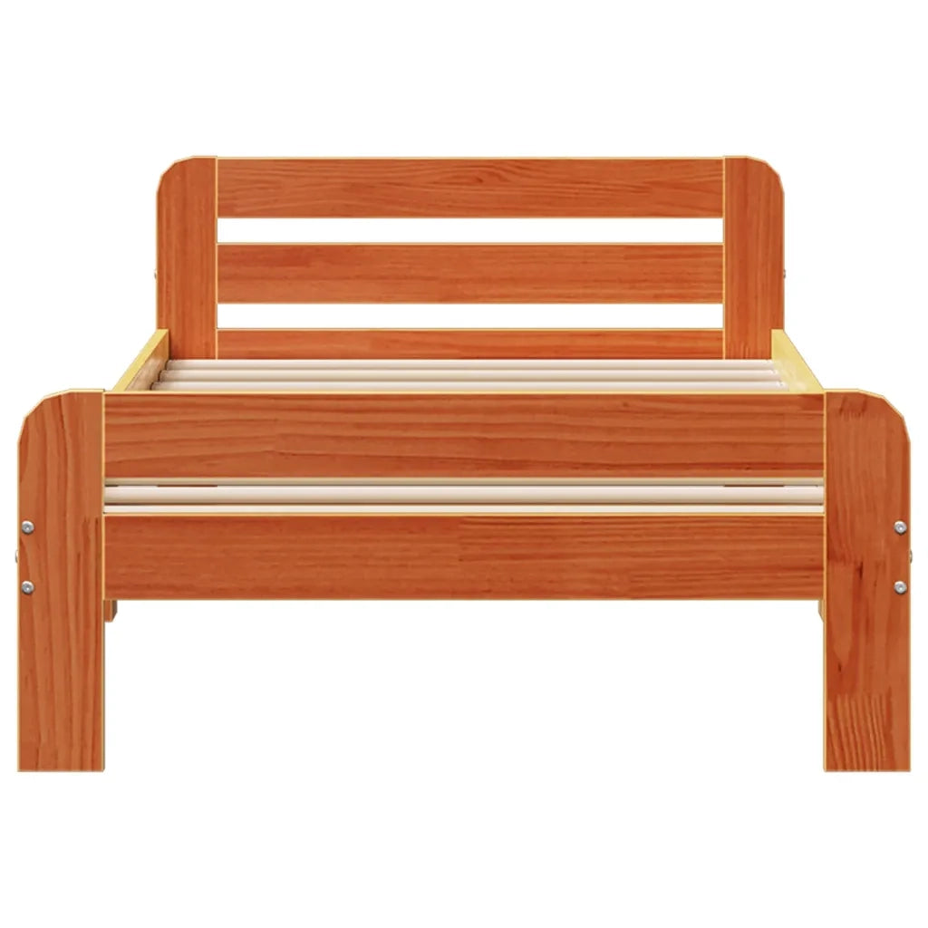 Letto senza Materasso Marrone Cera 75x190 cm in Legno di Pino