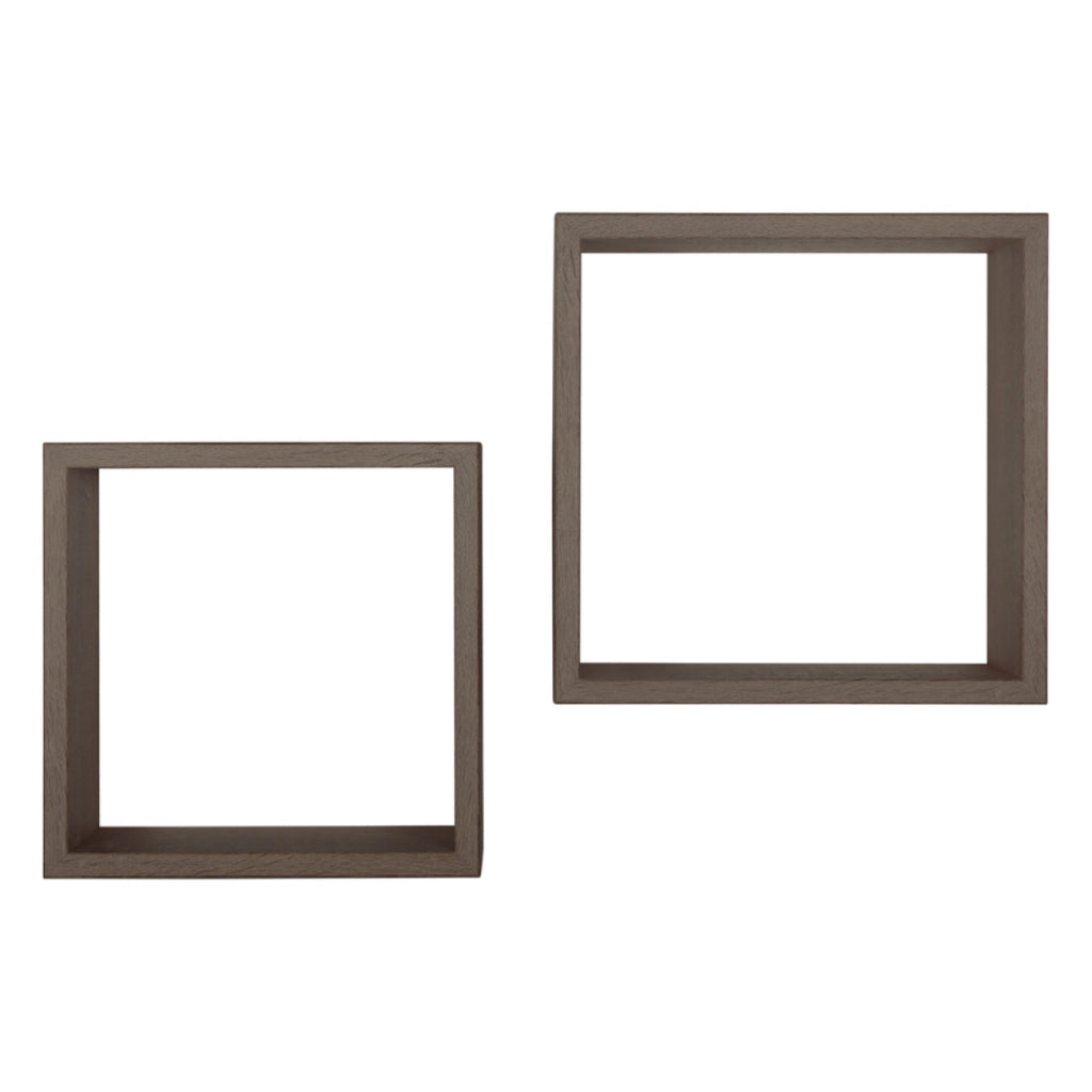 Set di 2 Mensole da Muro Modello Q-BIS, Cubi Arredo, Mensole Cubo, Cubi da Parete. Misure 35x35 p15.5 cm e 31x31 p15.5 cm. Finitura NOCE - MADE IN ITALY