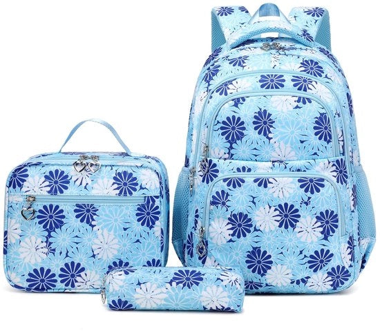 Set di Borse per Ragazze - 3 pezzi - Compreso Borsa per la Merenda - Borsa per i Soldi - Tasca per Laptop 14 pollici - Ideale per la Scuola e il Tempo Libero - Borsa Scuola