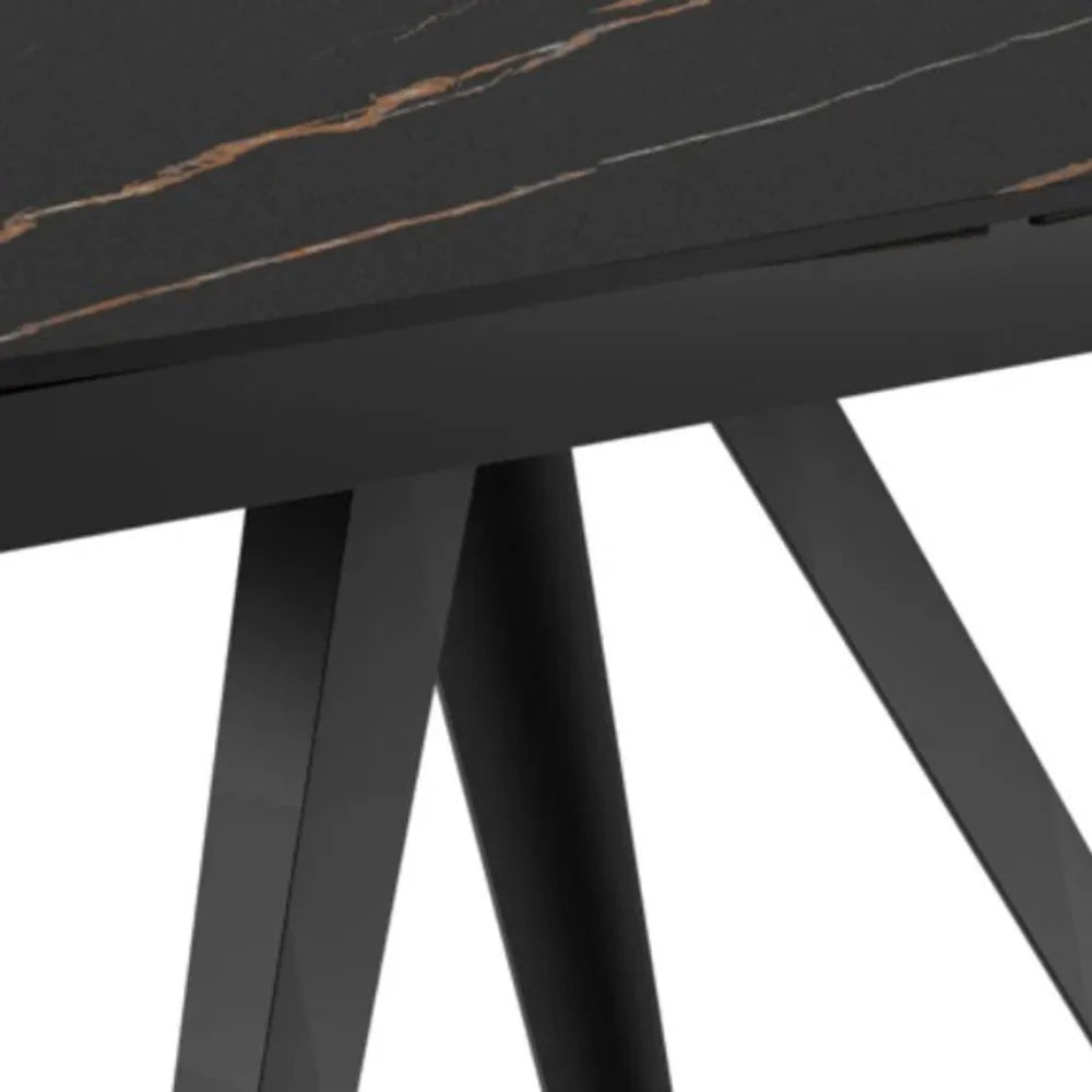 Tavolo da pranzo allungabile in ceramica effetto marmo portoro Spin 140-200x90 cm fino a 8 posti | Duzzle