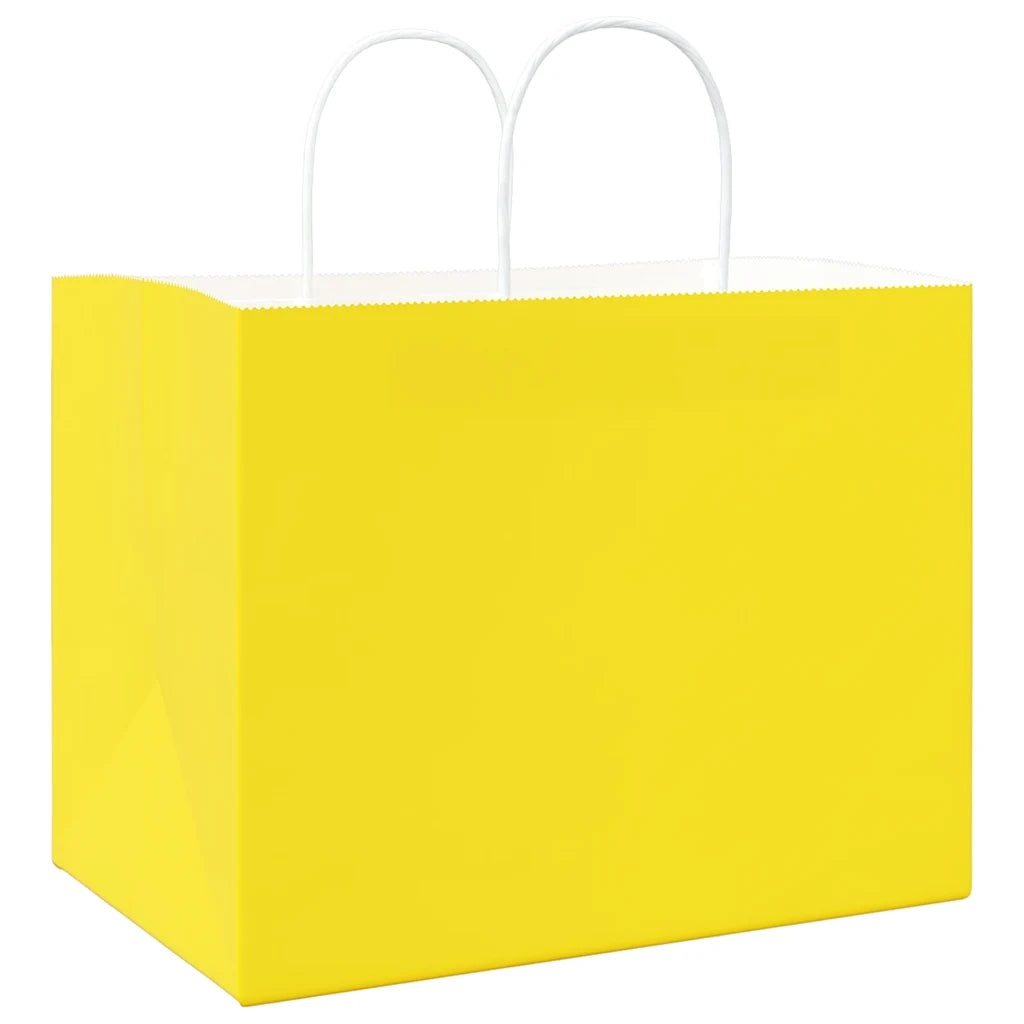 Sacchetti di Carta 250 pz con Manici Gialli 32x22x24 cm