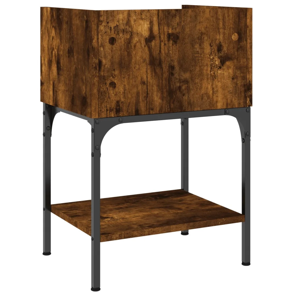 Comodino-Tavolino da notte Rovere Fumo 40,5x31x60 cm in Legno Multistrato