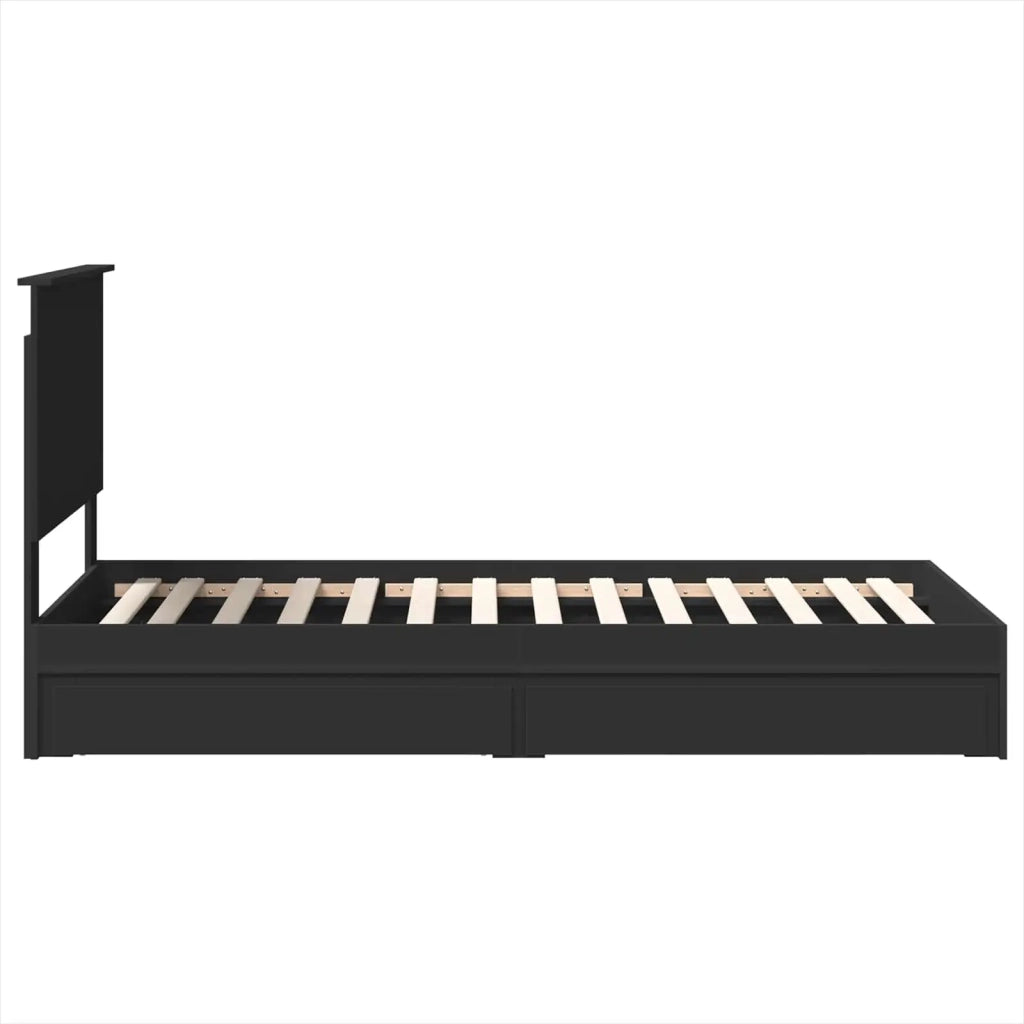 Letto con Contenitore Nero 75 x 190 cm Legno multistrato