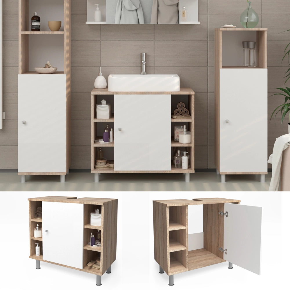 Mobile sottolavabo per bagno Fynn Sonoma/Bianco 60 x 54 cm Vicco