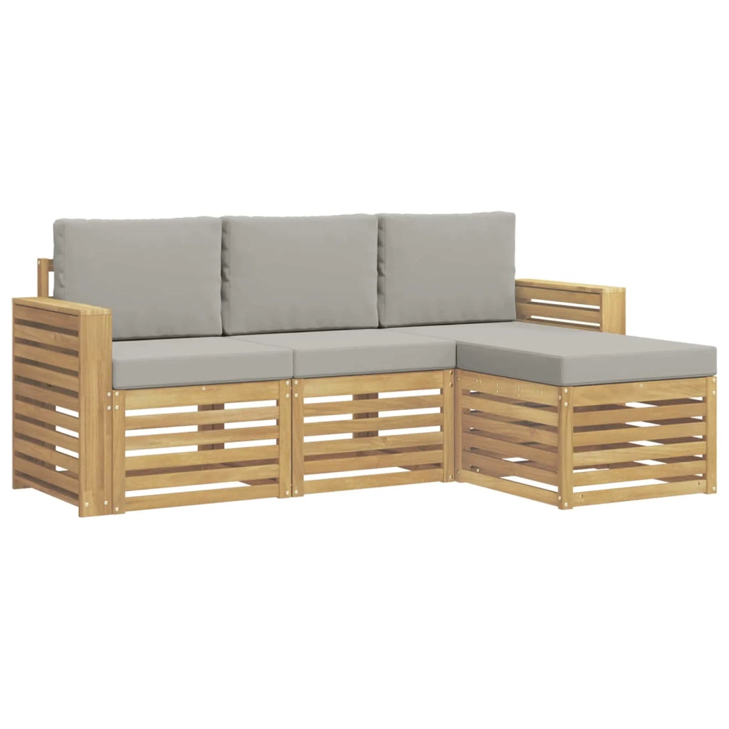 Set di divani da esterno 4 pcs Bianco e Grigio Chiaro 3391641