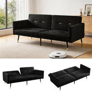 Divano Letto Pieghevole 2 in 1 ¨C MINIMAL ¨C Nero, Schienale Regolabile