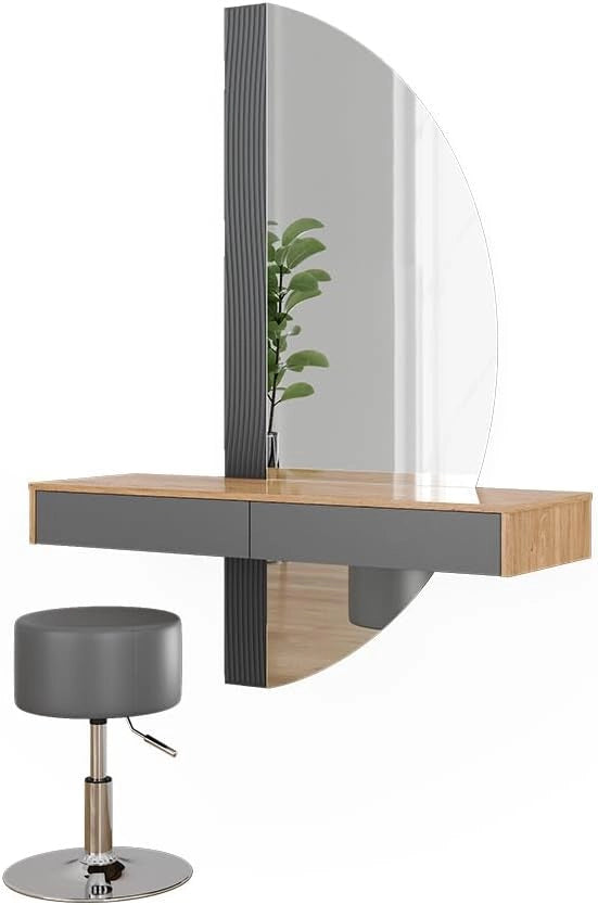 Vicco Tavolo da toilette Melisa, Grigio, 120 cm con illuminazione e sgabello, Altezza regolabile, perfetta per adattarsi alle esigenze individuali