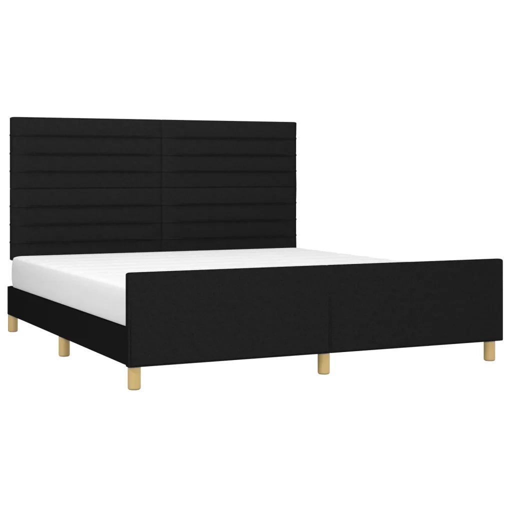 Giroletto con Testiera Nero 160x200 cm in Tessuto cod mxl 57474