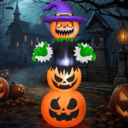 Pompa di Halloween da 183 cm gonfiabile per esterno con cappello di strega e led decorazione per Halloween in vendita per feste e partite