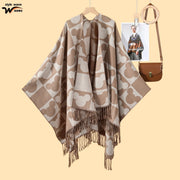 Sciarpa/stola in cashmere stile coppia, scialle lungo double-face da donna, mantello caldo e versatile per autunno e inverno, utilizzabile in due modi diversi.