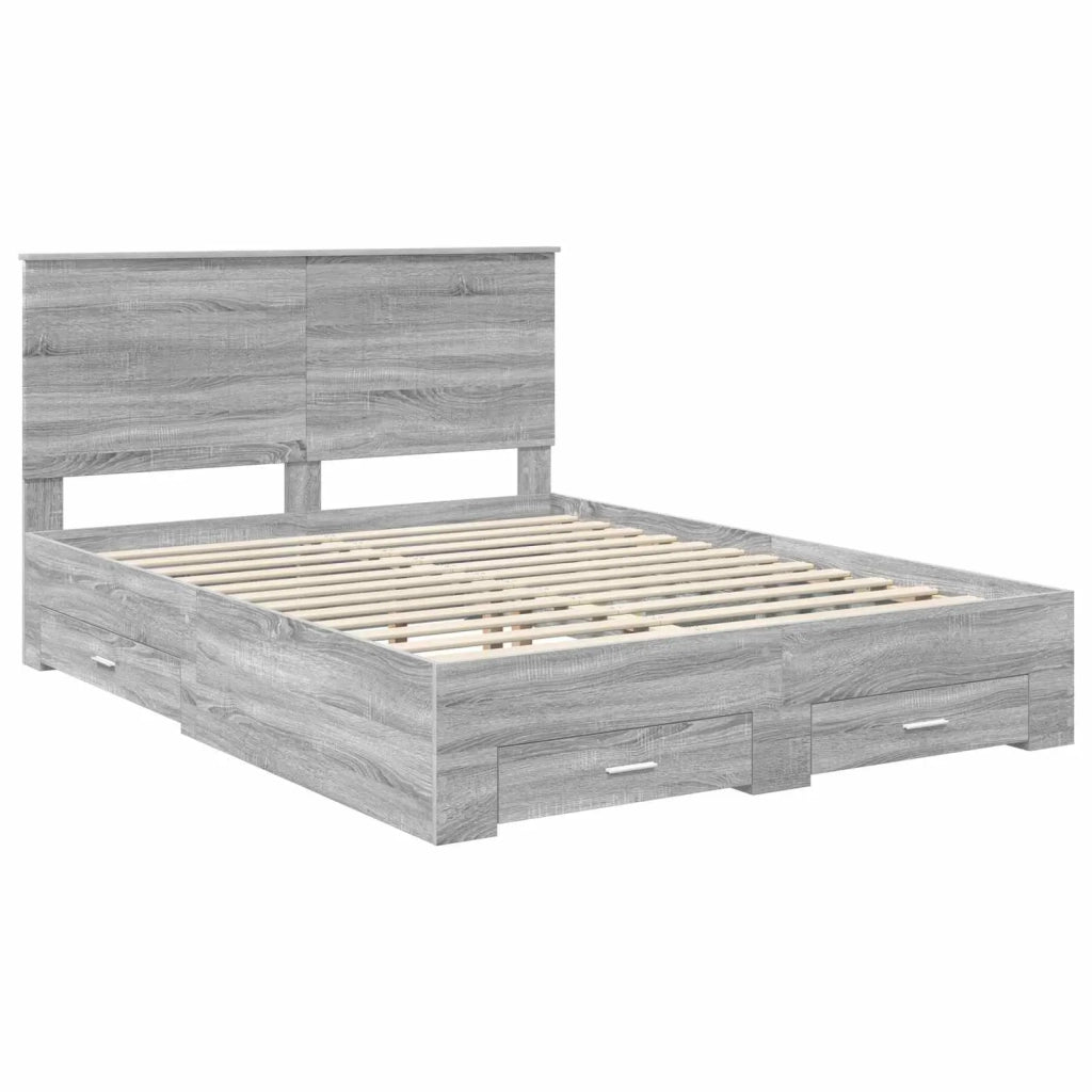 Struttura del letto con testiera Grigio Sonoma 150 x 200 cm