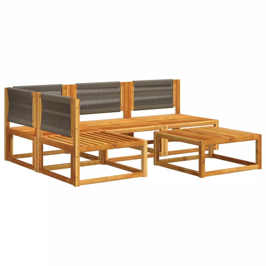 Set Divano da Giardino 5 pz con Cuscini Legno Massello Acacia