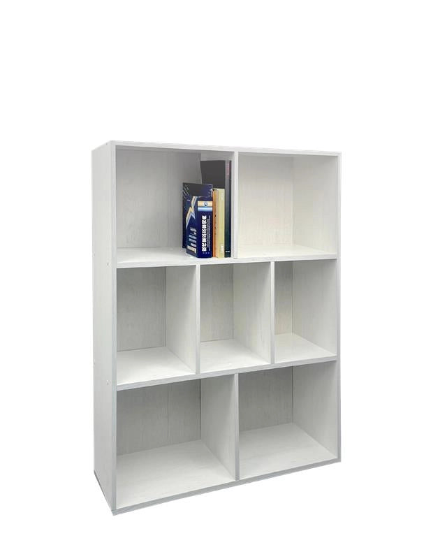 LIBRERIA MODERNA IN LEGNO BIANCO CON SETTE RIPIANI DIMENSIONI 90X30X106 CM
