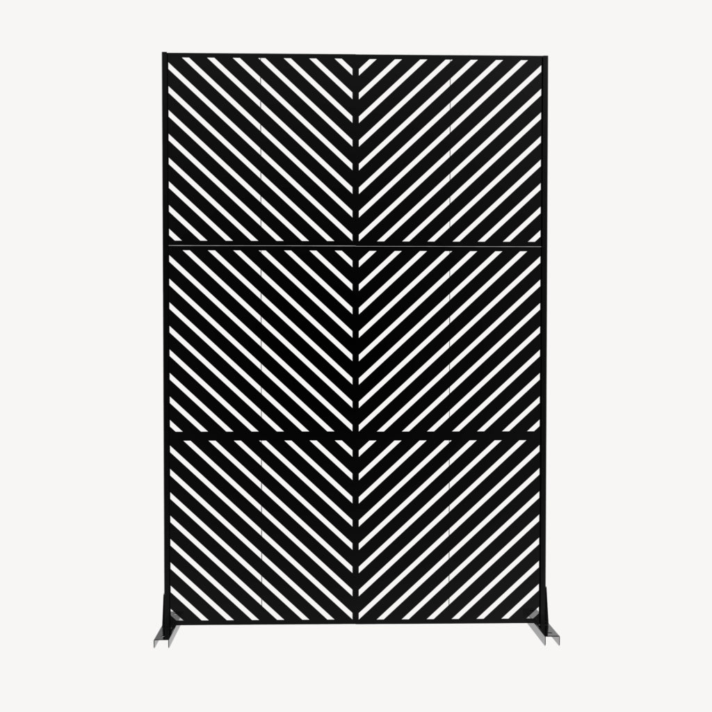 Pannello Divisorio Kekan con Struttura Decorativa in Acciaio 180 x 120 cm - Nero casa.pro