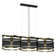 Lampada sospesa Luminex Rim nera/oro 3xE27 110cm metallo