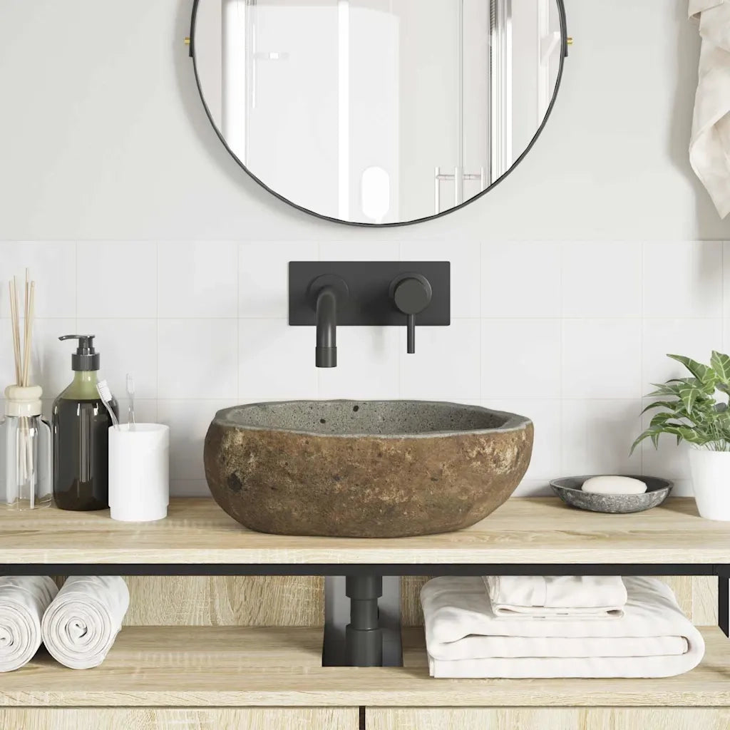 vidaXL Lavabo Grigio chiaro (30-37) x (25-30) x 12 cm Pietra di Fiume