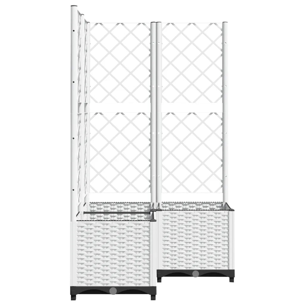 Fioriera | Cassetta per fiori | Vaso da Giardino con Graticcio Bianco 80x80x136 cm PP