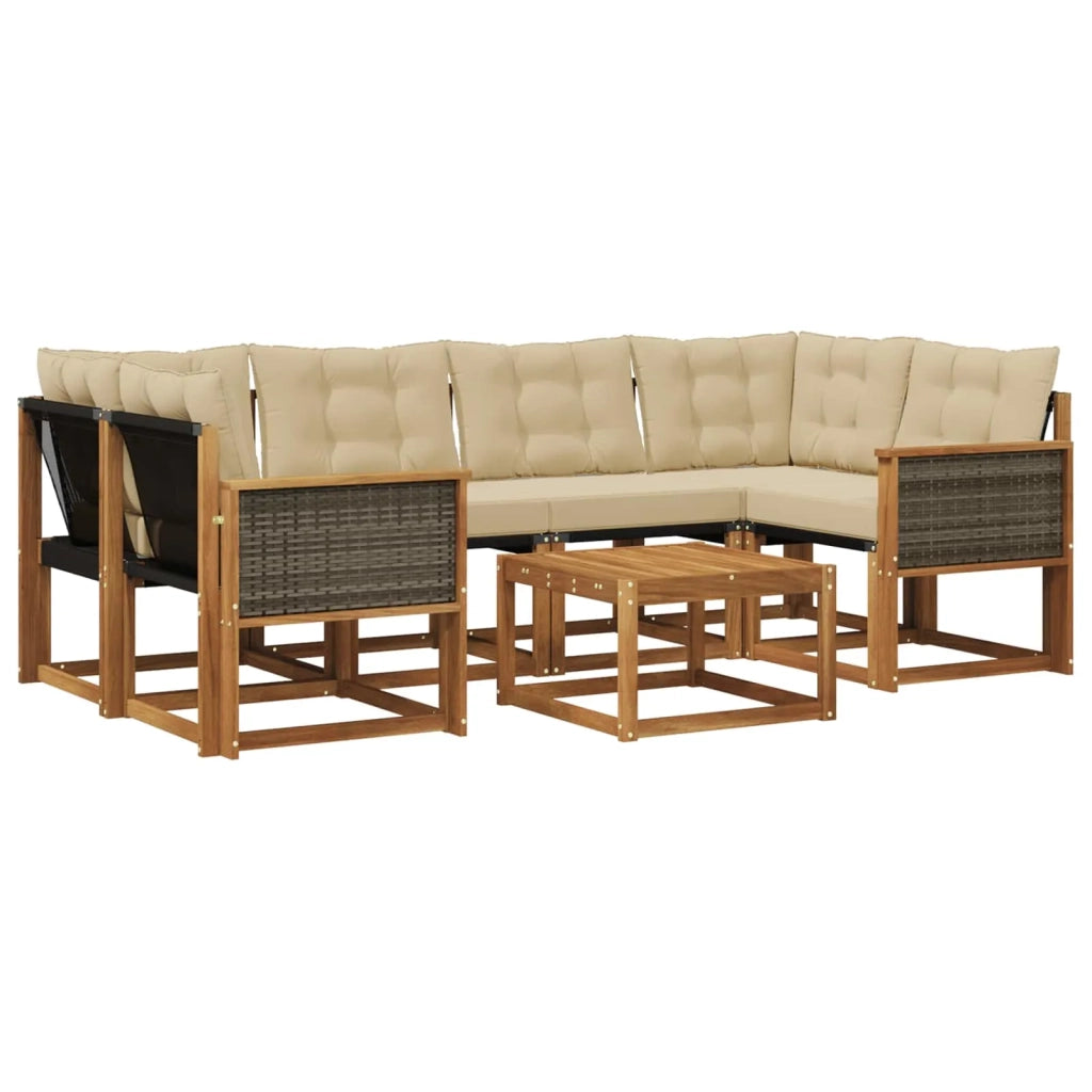Set di divani da esterno 7 pz Naturale e Beige 3381805