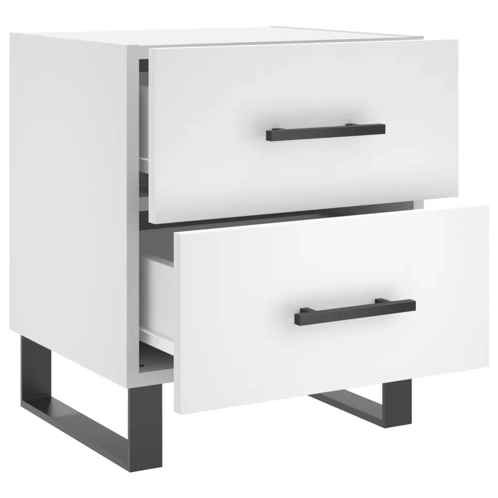 Set di 2 Comodini | Armadio da Notte | Mobiletto da notte Bianchi 40x35x47,5 cm in Legno Multistrato